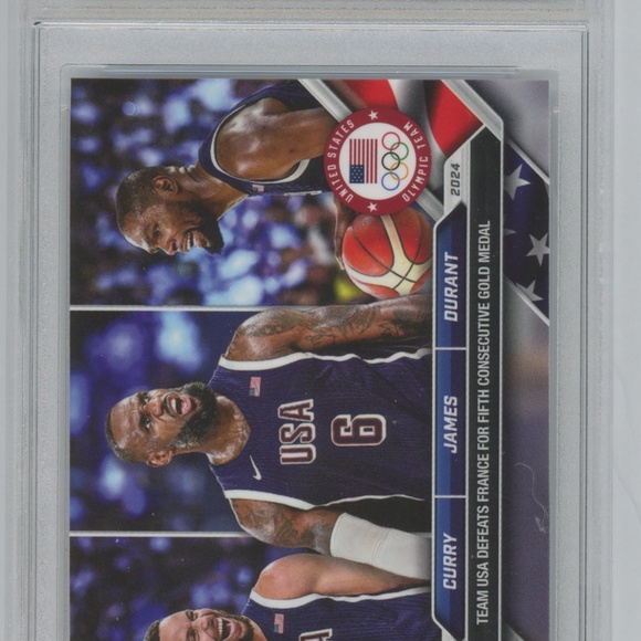 2024 Topps Now Olympic #26 Curry /James/ Durant GOLD Medal GEM MINT 10 - Picture 2 of 4